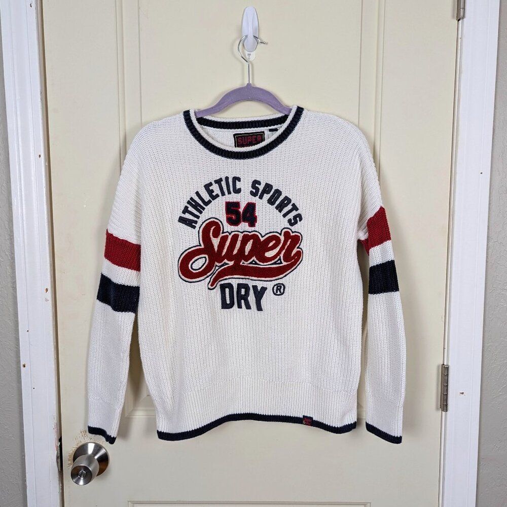 Superdry | White Athletic Sports Knit Sweater Size US 10